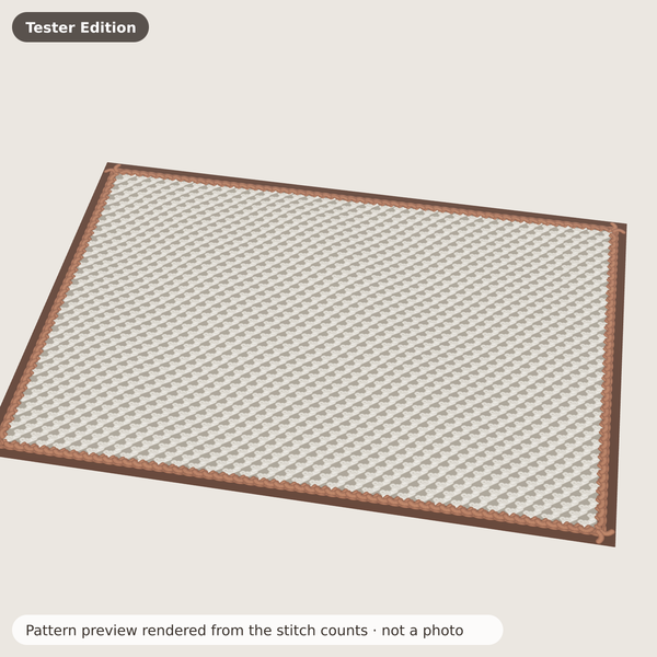 Farmhouse Rectangle Placemat: Pattern preview rendered from the stitch counts · not a photo
