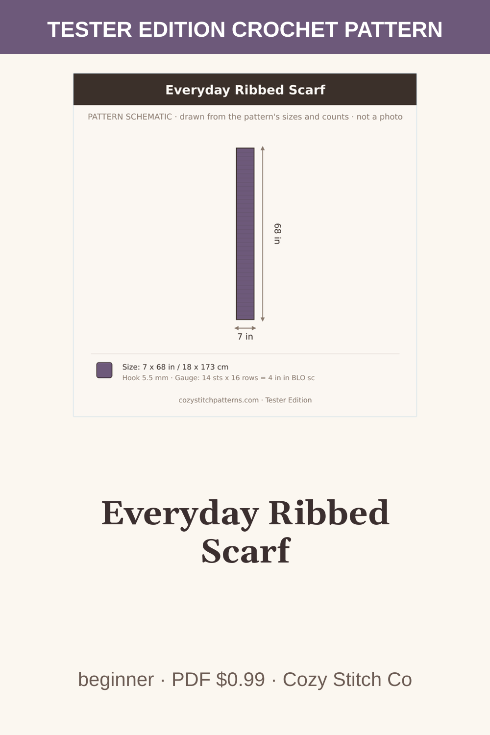 Pinterest pin for the Everyday Ribbed Scarf crochet pattern