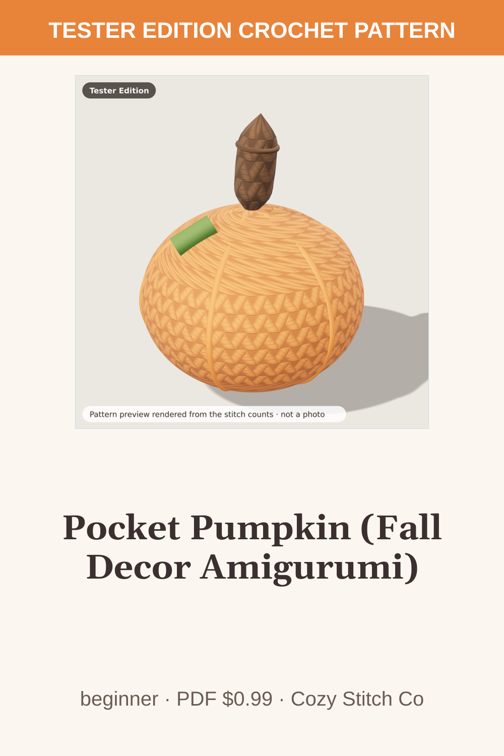 Pinterest pin for the Pocket Pumpkin (Fall Decor Amigurumi) crochet pattern