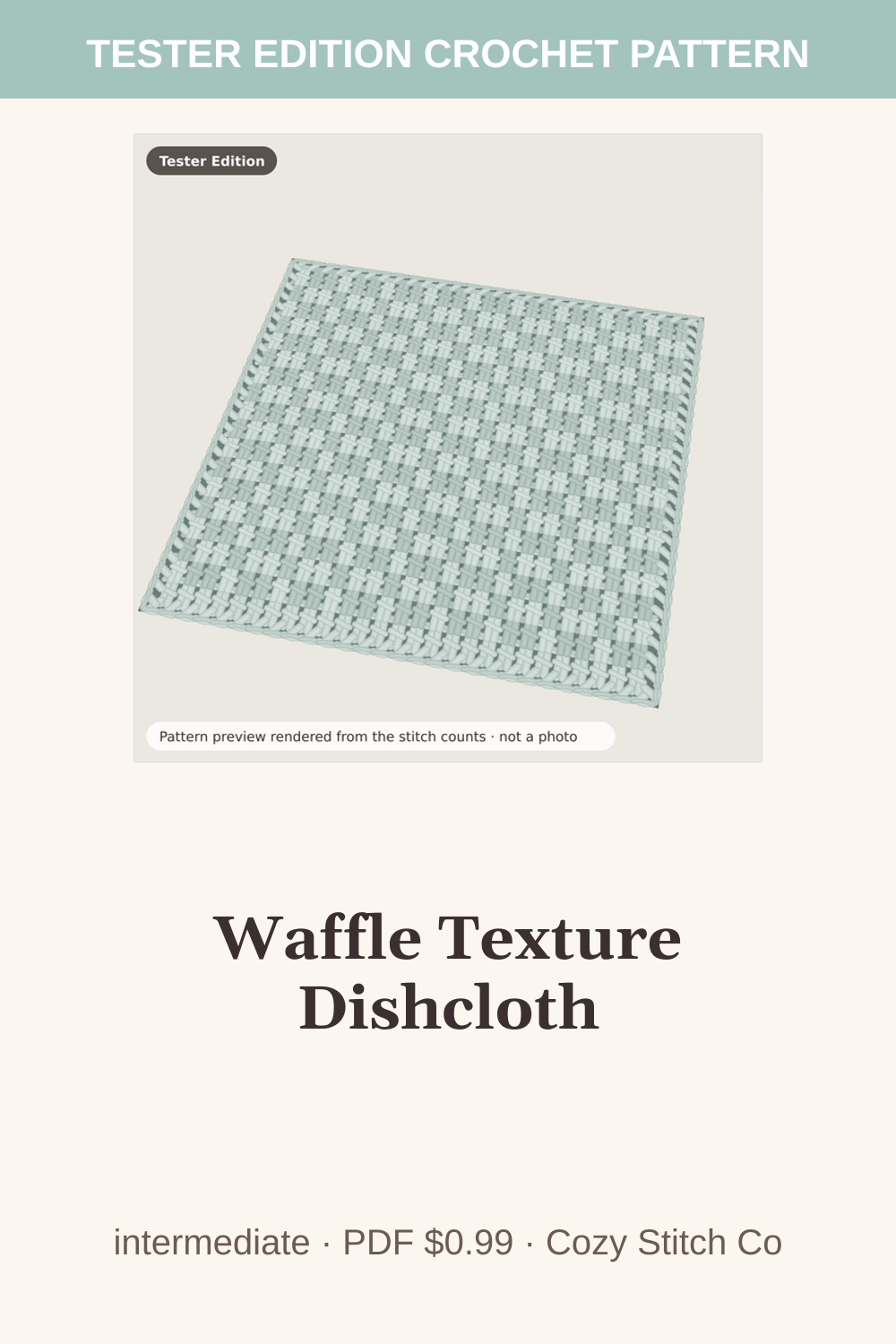 Pinterest pin for the Waffle Texture Dishcloth crochet pattern