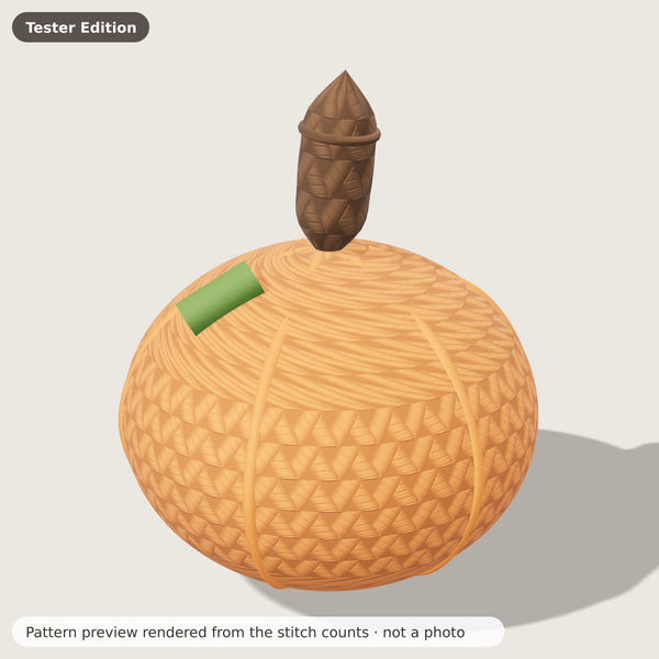 Pocket Pumpkin (Fall Decor Amigurumi): Pattern preview rendered from the stitch counts · not a photo